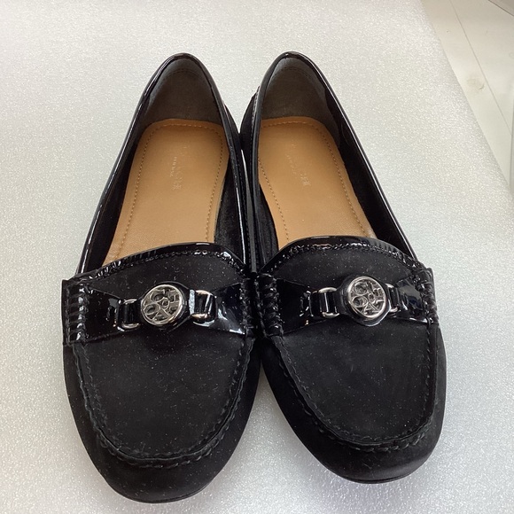 Coach Shoes - Coach Women’s Fonda Loafer Black Shoes, Suede Leather Logo Flats Size 8B